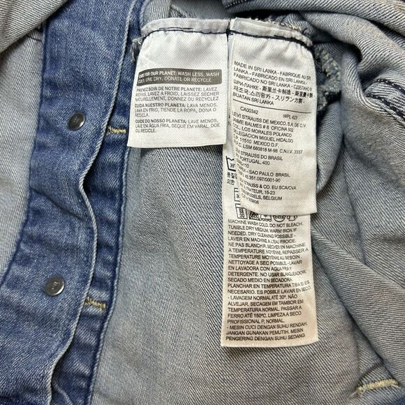 Vintage Levis Denim Vest Women Medium Blue Jean Y2K Med Wash Faded Trucker - Picture 5 of 9
